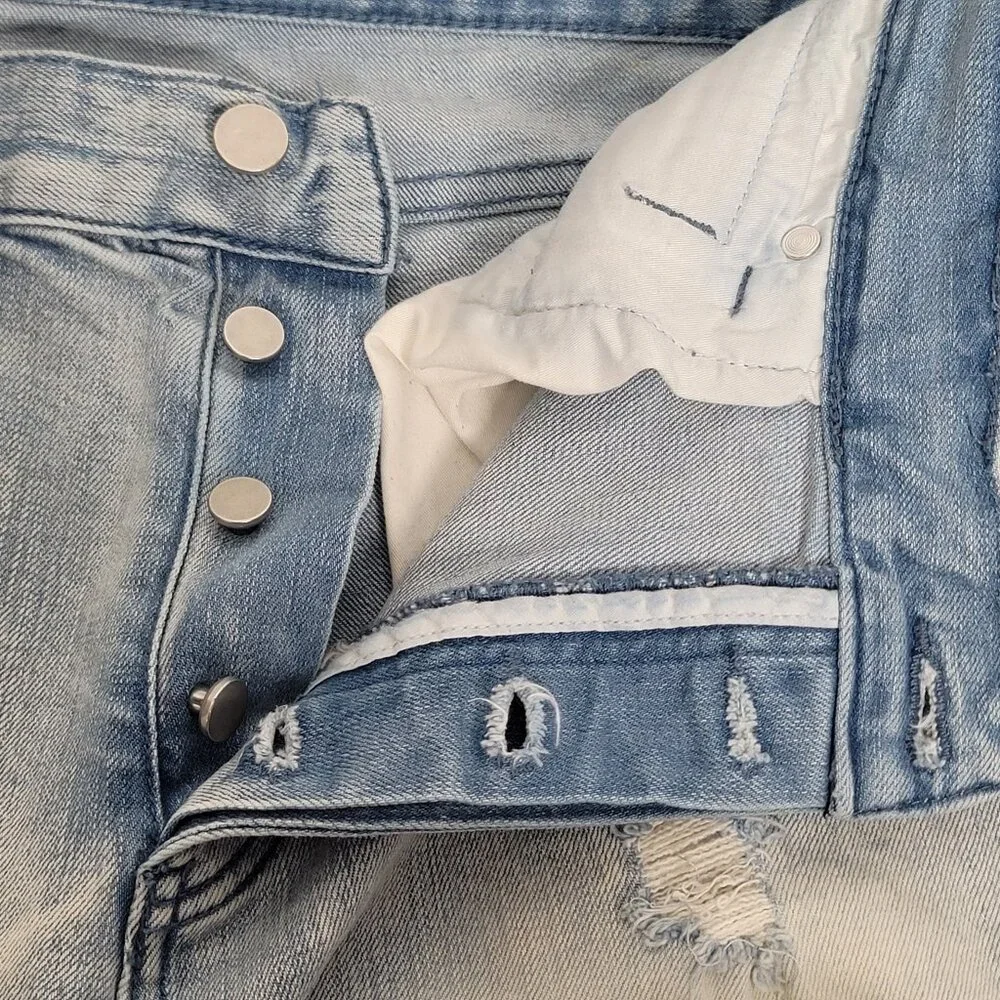 MNML Mens Jeans 40 Ankle Zip‎ Jeans Denim Blue Distressed Button Fly 40x33